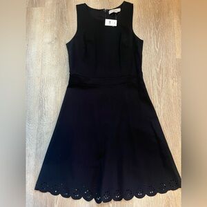 Loft NWT black dress eyelet edge size 0